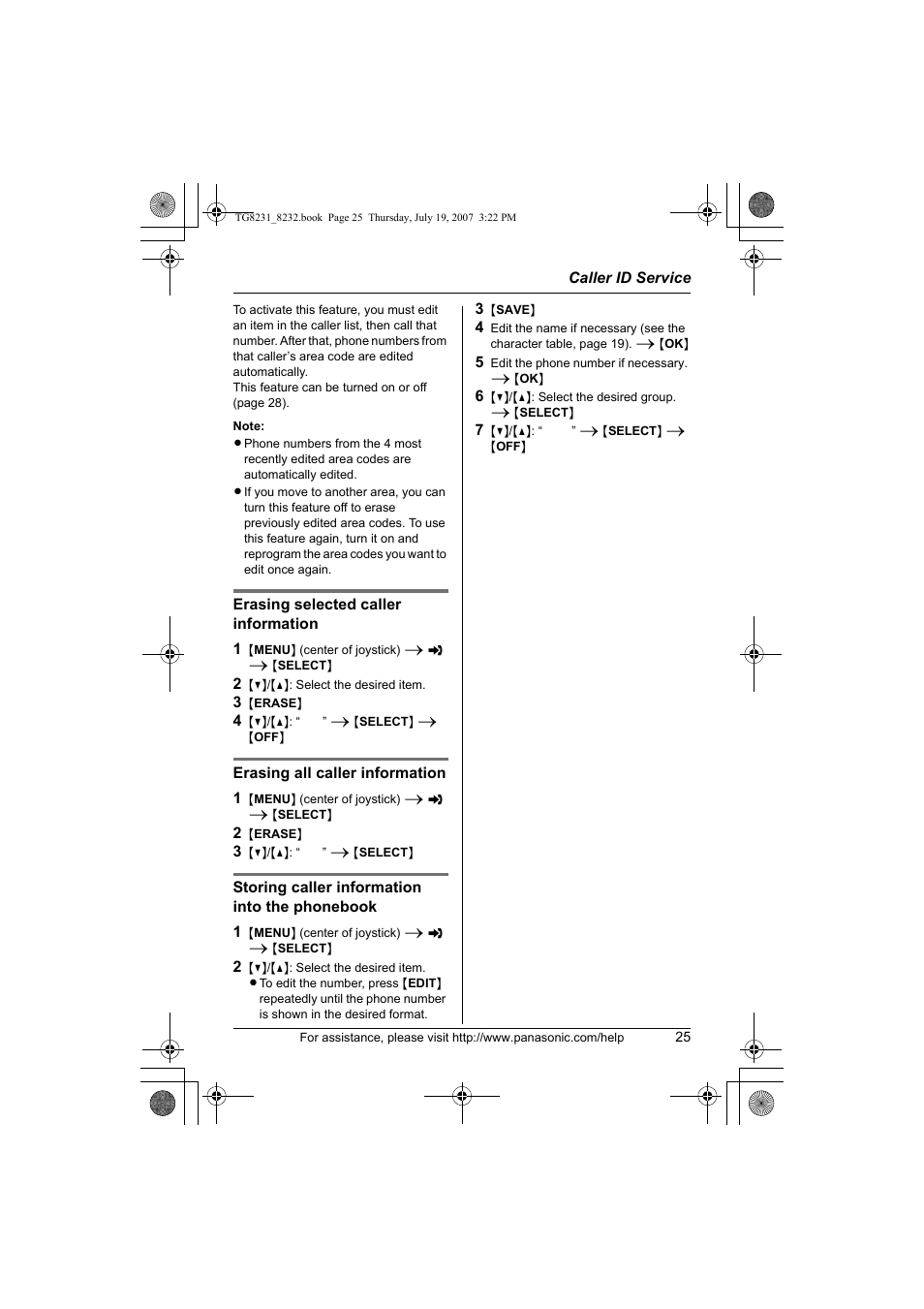 Panasonic KX-TG8231 User Manual | Page 25 / 56