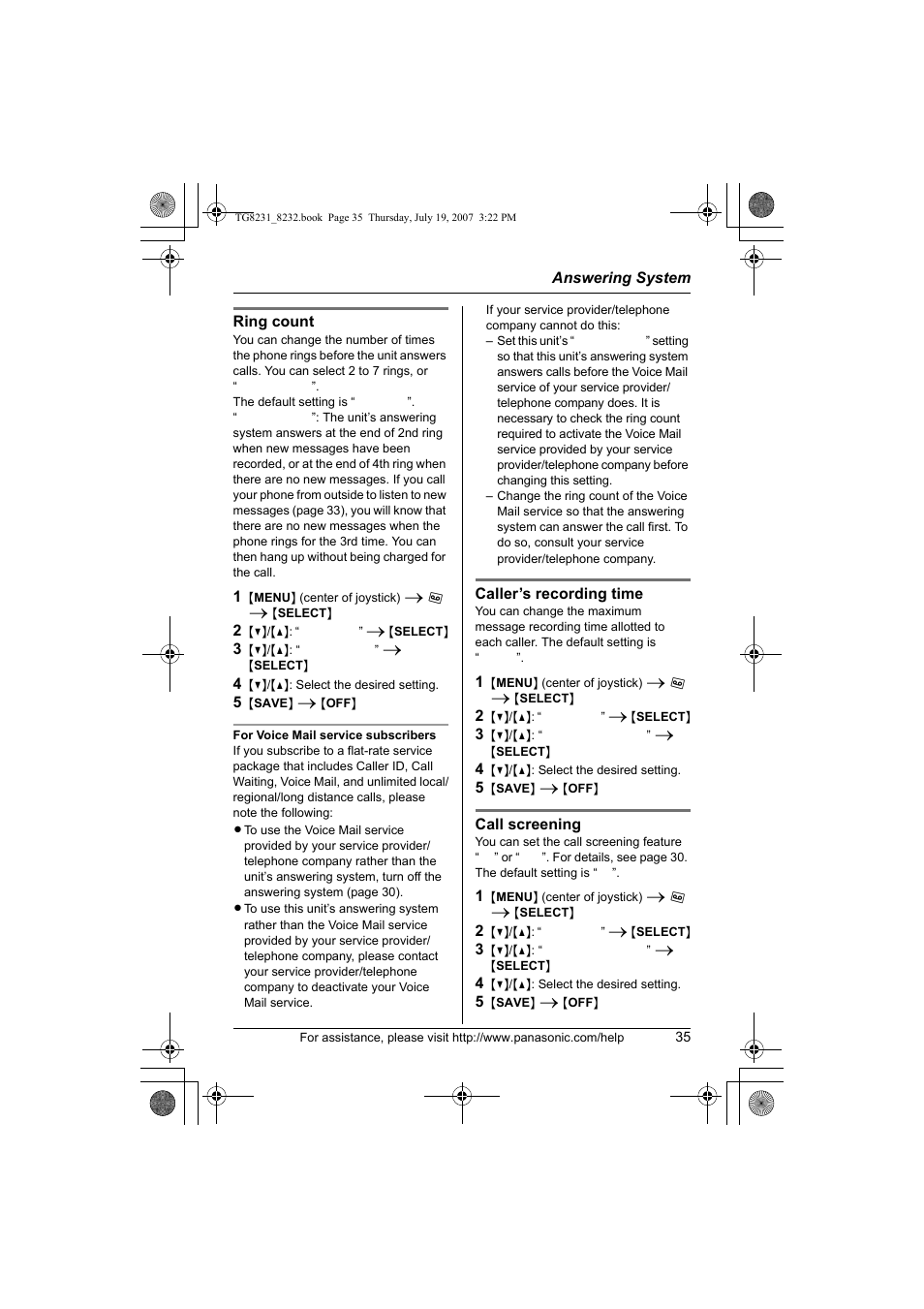 Panasonic KX-TG8231 User Manual | Page 35 / 56