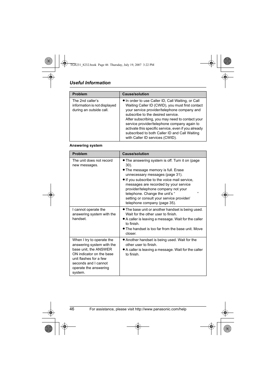 Panasonic KX-TG8231 User Manual | Page 46 / 56