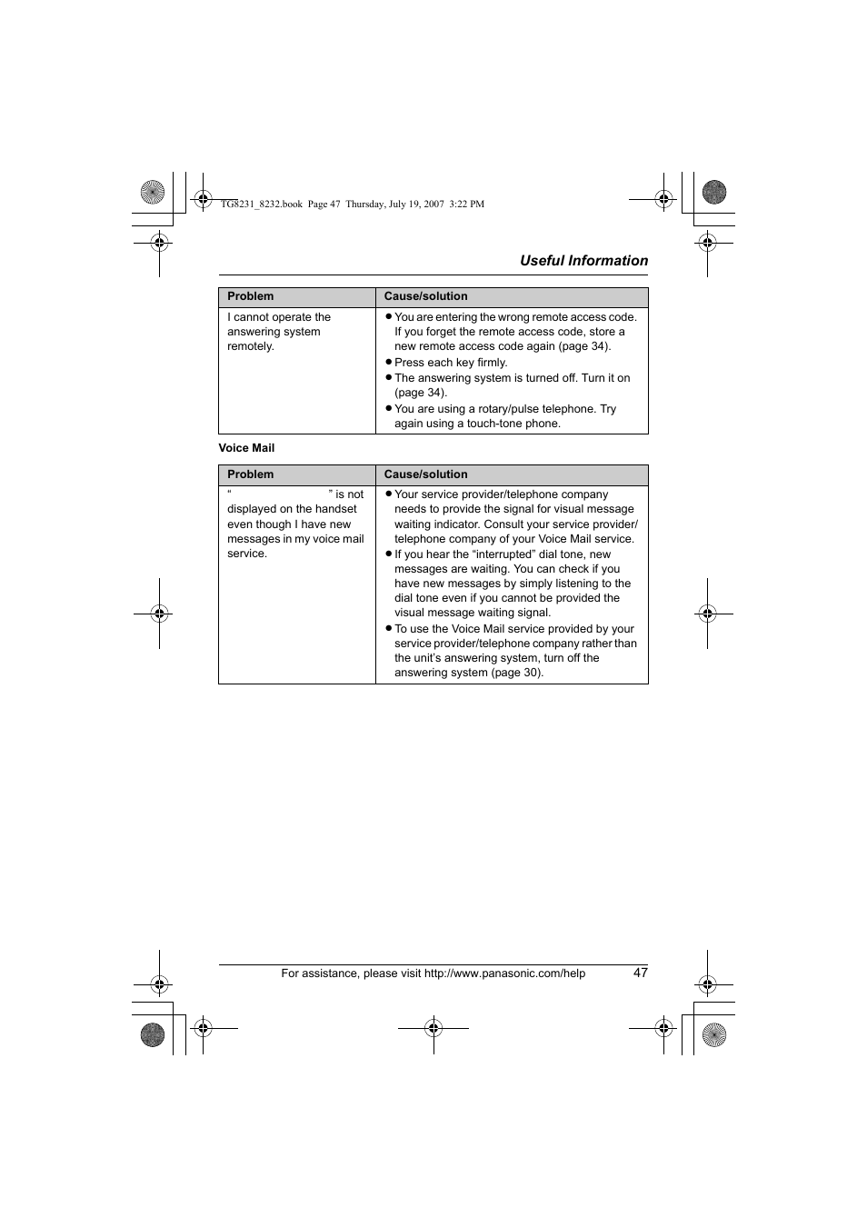 Panasonic KX-TG8231 User Manual | Page 47 / 56