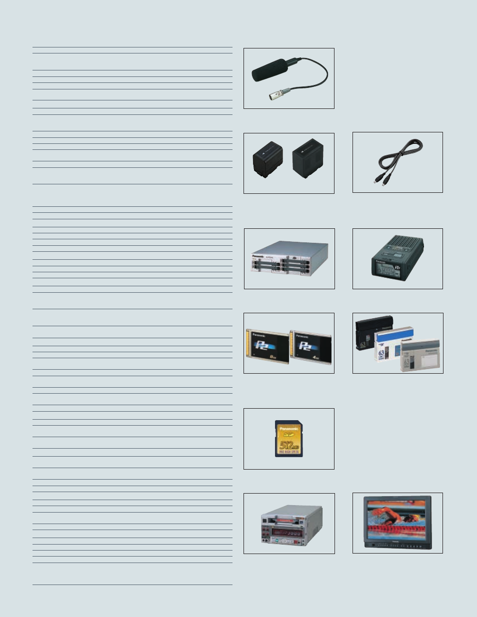 Optional accessories specifications | Panasonic AG-HVX200 User Manual | Page 15 / 16