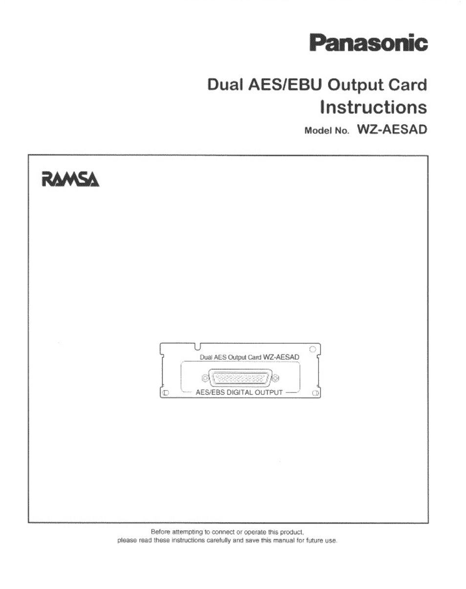 Panasonic WZ-AESAD User Manual | 4 pages