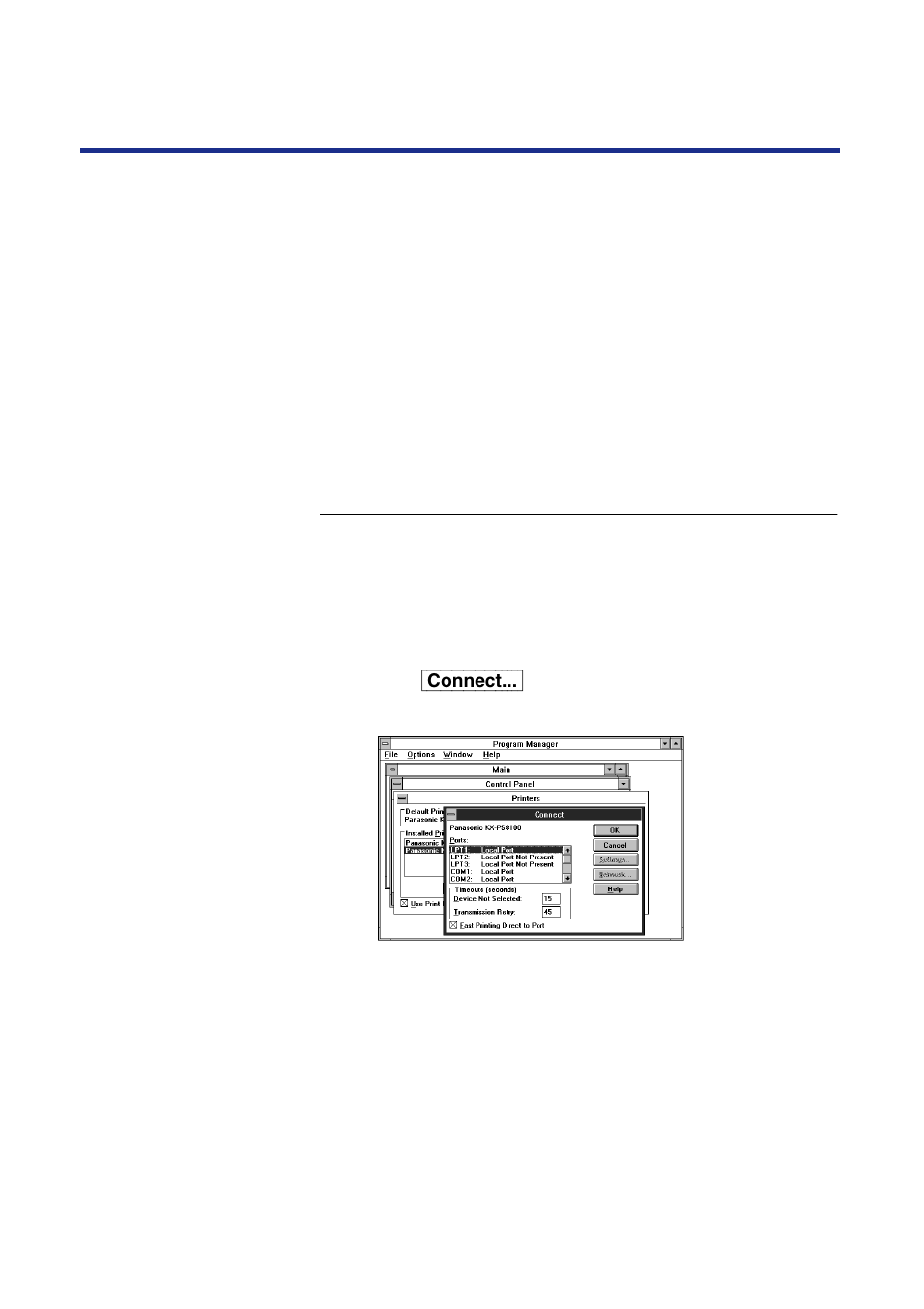 Completing the connection for windows 3.1 | Panasonic KX-PS8100 User Manual | Page 125 / 305