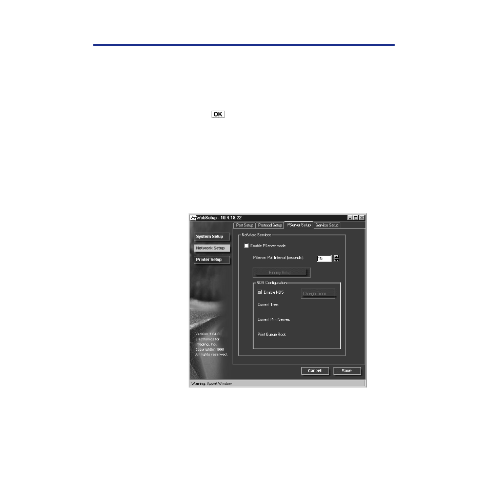 Pserver setup tab, 162 setup from the printer panel and websetup | Panasonic KX-PS8100 User Manual | Page 162 / 305