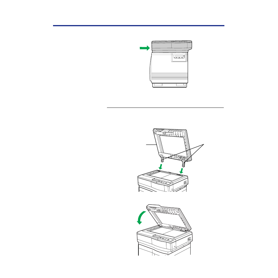 Installing the automatic document feeder, For method b, See “installing the automatic document feeder” on | Panasonic KX-PS8100 User Manual | Page 47 / 305