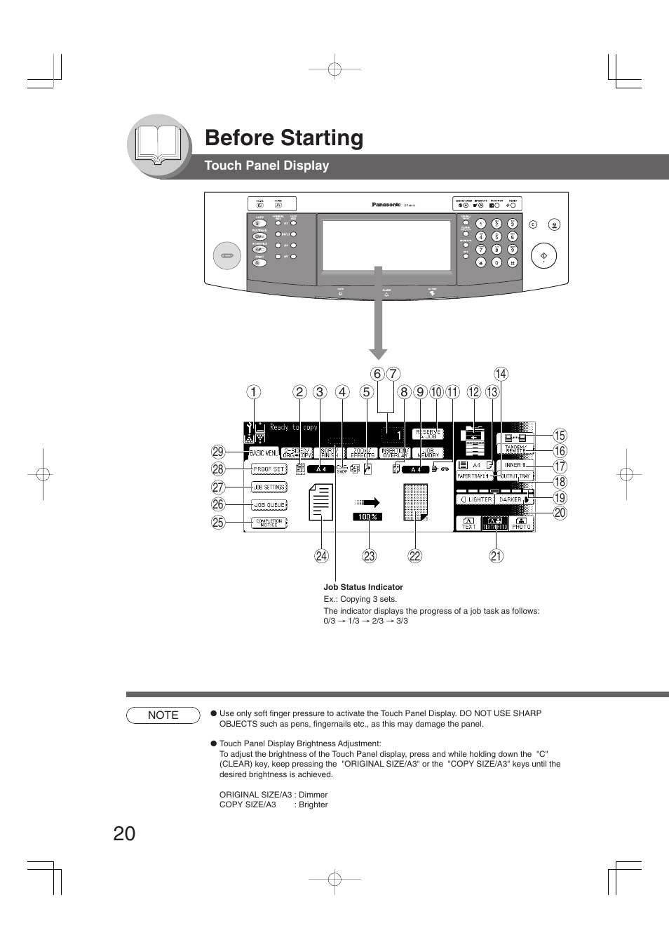Before starting | Panasonic DP-2310 User Manual | Page 20 / 80