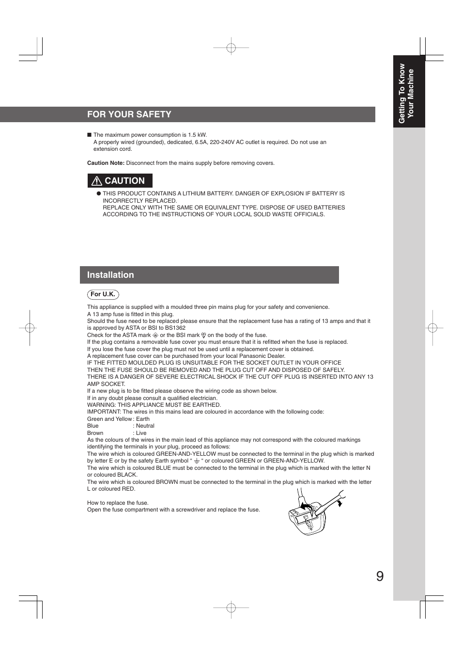 For your safety caution, Installation | Panasonic DP-2310 User Manual | Page 9 / 80