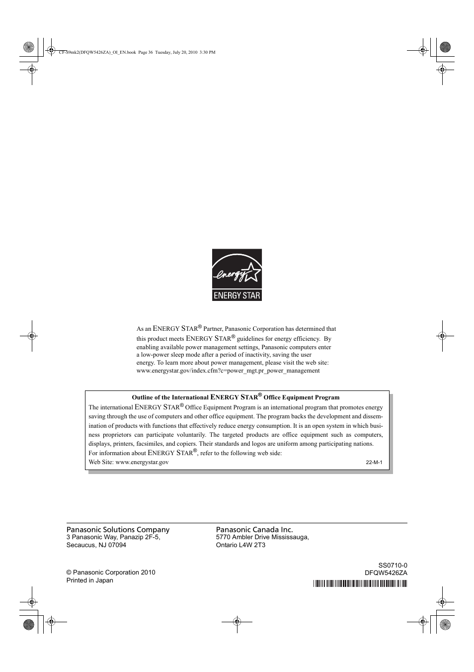 Panasonic CF-S9 User Manual | Page 36 / 36