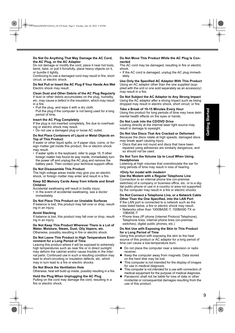 Panasonic CF-S9 User Manual | Page 9 / 36