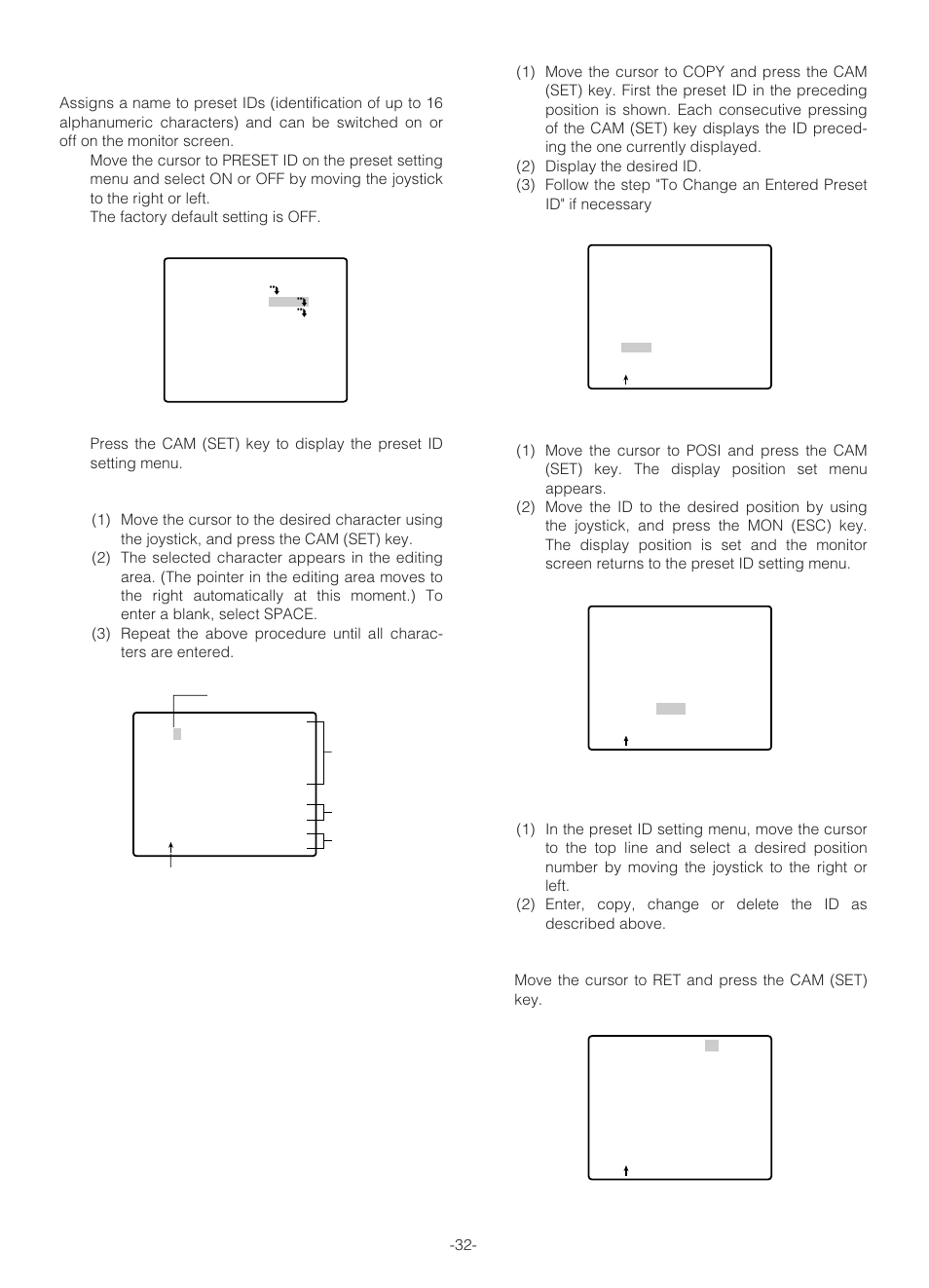 Preset identification setting (preset id) | Panasonic WV-NS324 User Manual | Page 31 / 64