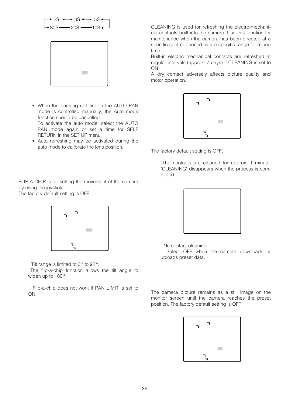 Flip-a-chip setting, Cleaning (cleaning), Image hold (image hold) | Panasonic WV-NS324 User Manual | Page 35 / 64