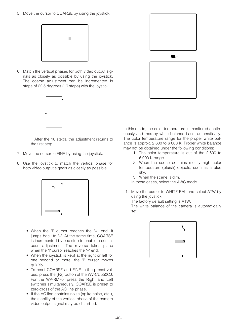 White balance (white bal), 1) auto-tracing white balance mode (atw) | Panasonic WV-NS324 User Manual | Page 39 / 64
