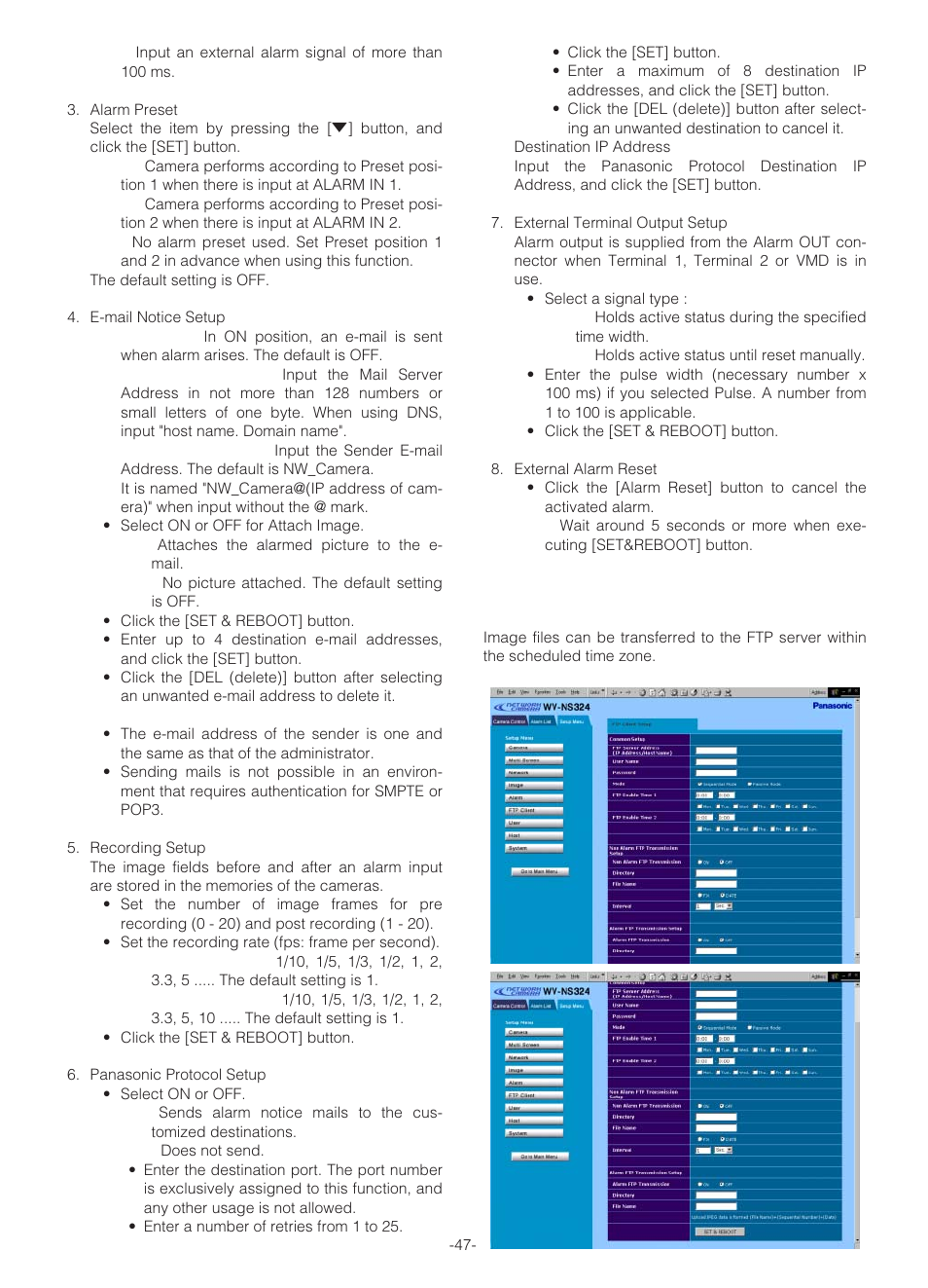 Ftp client setup | Panasonic WV-NS324 User Manual | Page 46 / 64