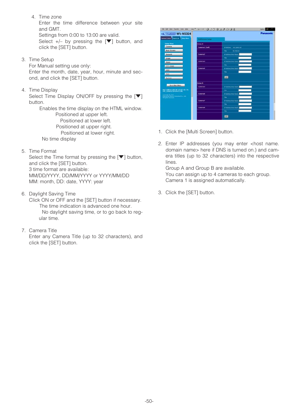 Multiscreen setup | Panasonic WV-NS324 User Manual | Page 49 / 64