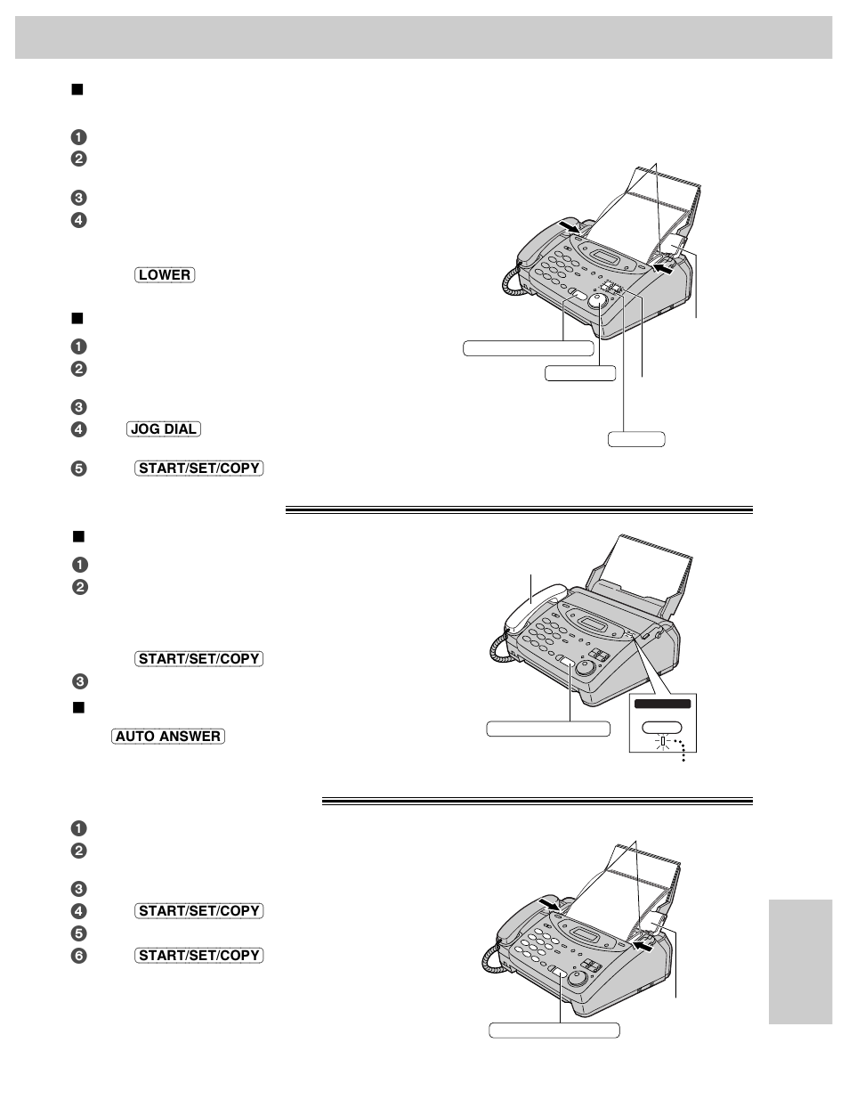 Comienzo rápido en español, Reciviendo un fax ! para hacer una copia | Panasonic KX-FM106 User Manual | Page 131 / 148