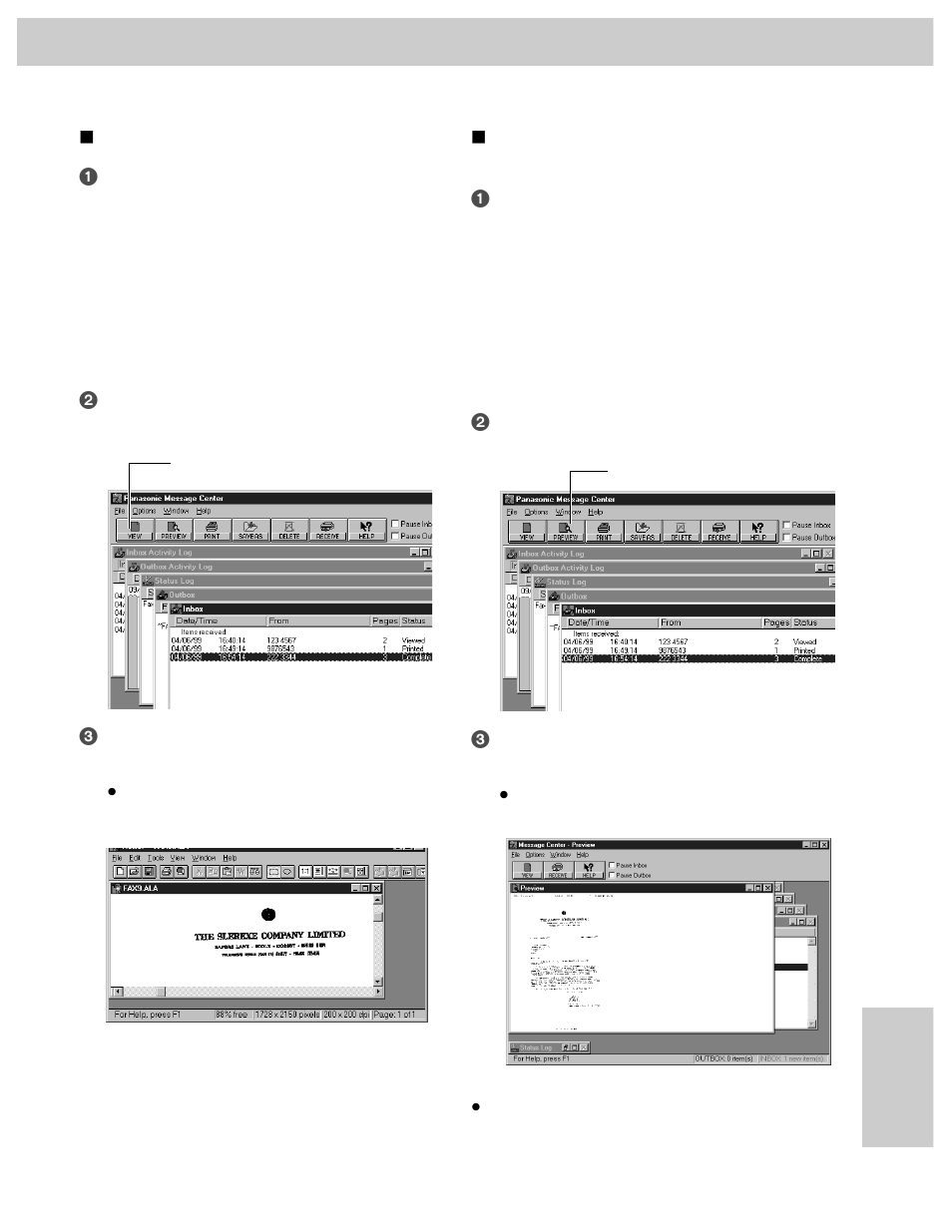 Comienzo rápido en español, Para ver en la pantalla los faxes recibidos | Panasonic KX-FM106 User Manual | Page 137 / 148