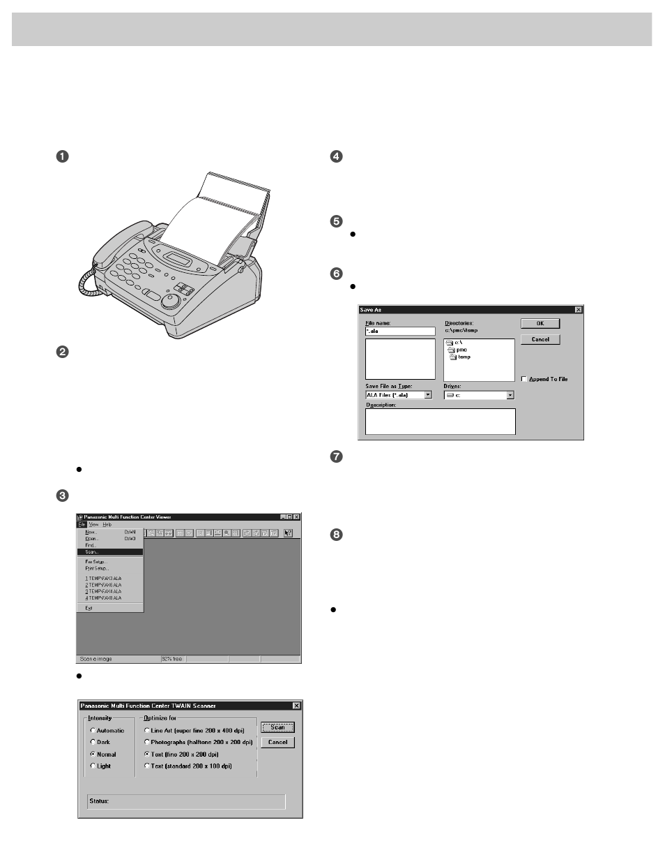 Comienzo rápido en español, Exploración y almacenamiento de documentos | Panasonic KX-FM106 User Manual | Page 140 / 148