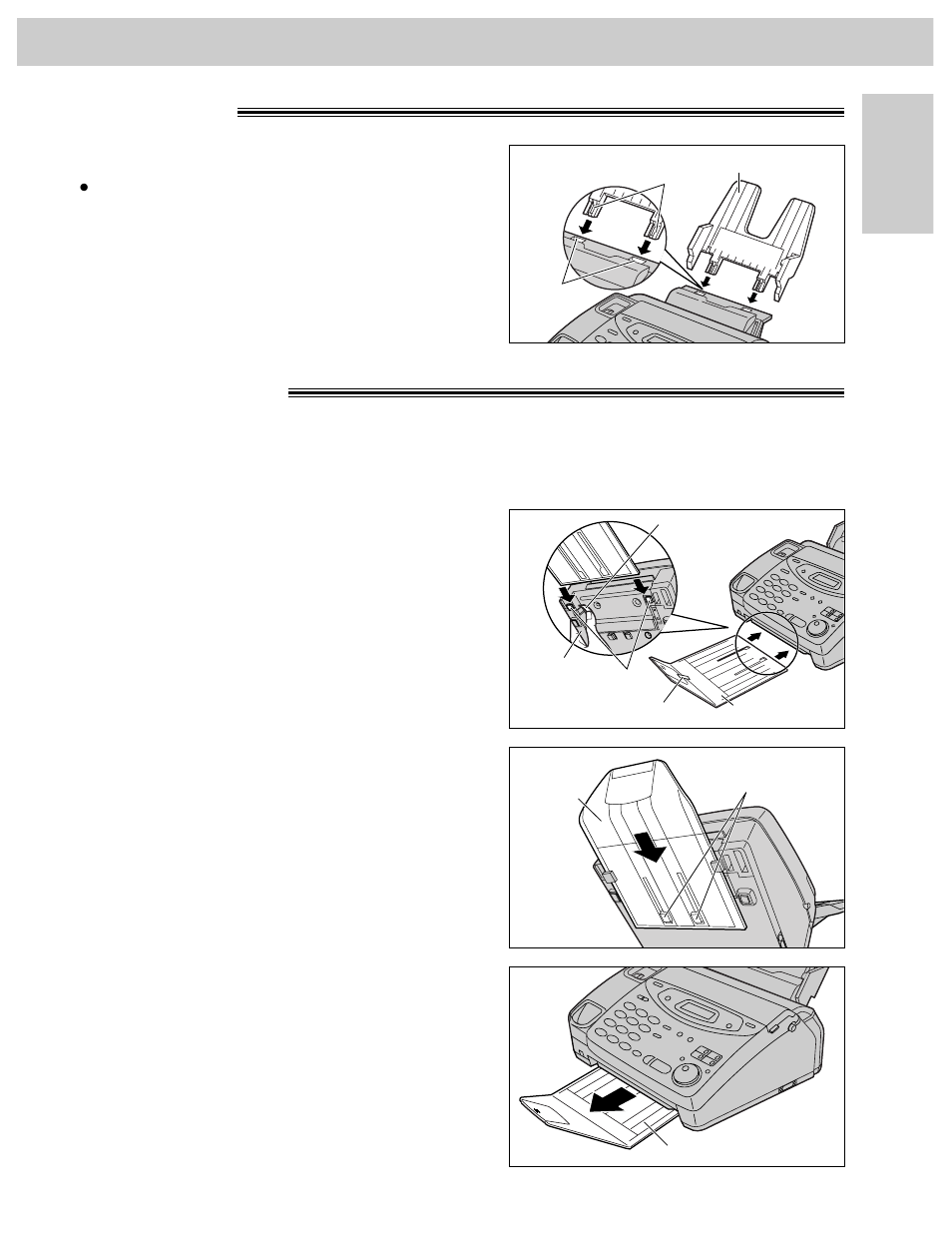 Setup, Paper tray ! paper stacker, Not included) | Panasonic KX-FM106 User Manual | Page 21 / 148