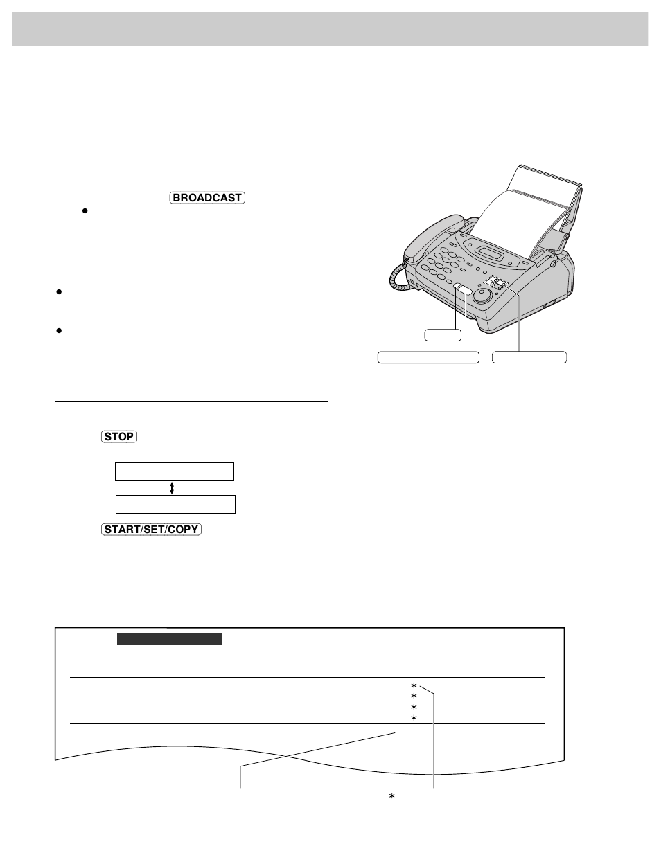 Sending faxes, Using the broadcast keys, Broadcast report | Panasonic KX-FM106 User Manual | Page 60 / 148