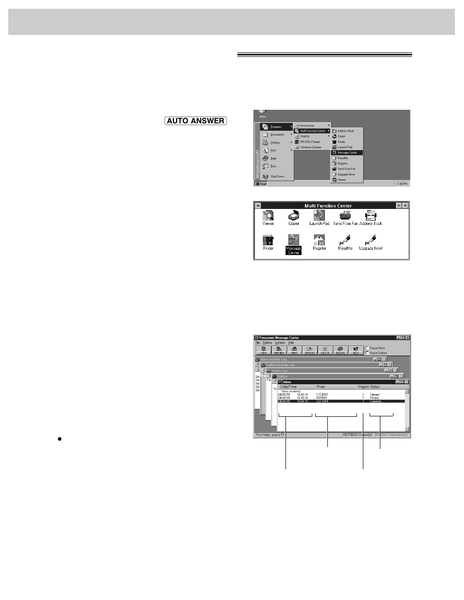 Pc receiving receiving faxes on your pc, Setting up receiving faxes on your pc, Viewing the list of faxes received | Panasonic KX-FM106 User Manual | Page 92 / 148