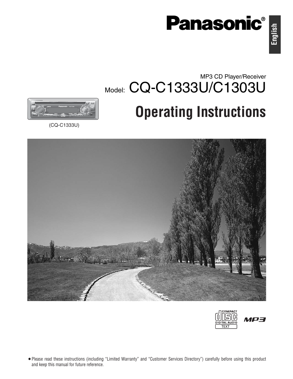 Panasonic CQ-C1333U User Manual | 20 pages
