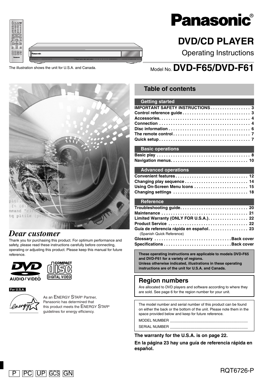 Panasonic DVD-F65 User Manual | 24 pages