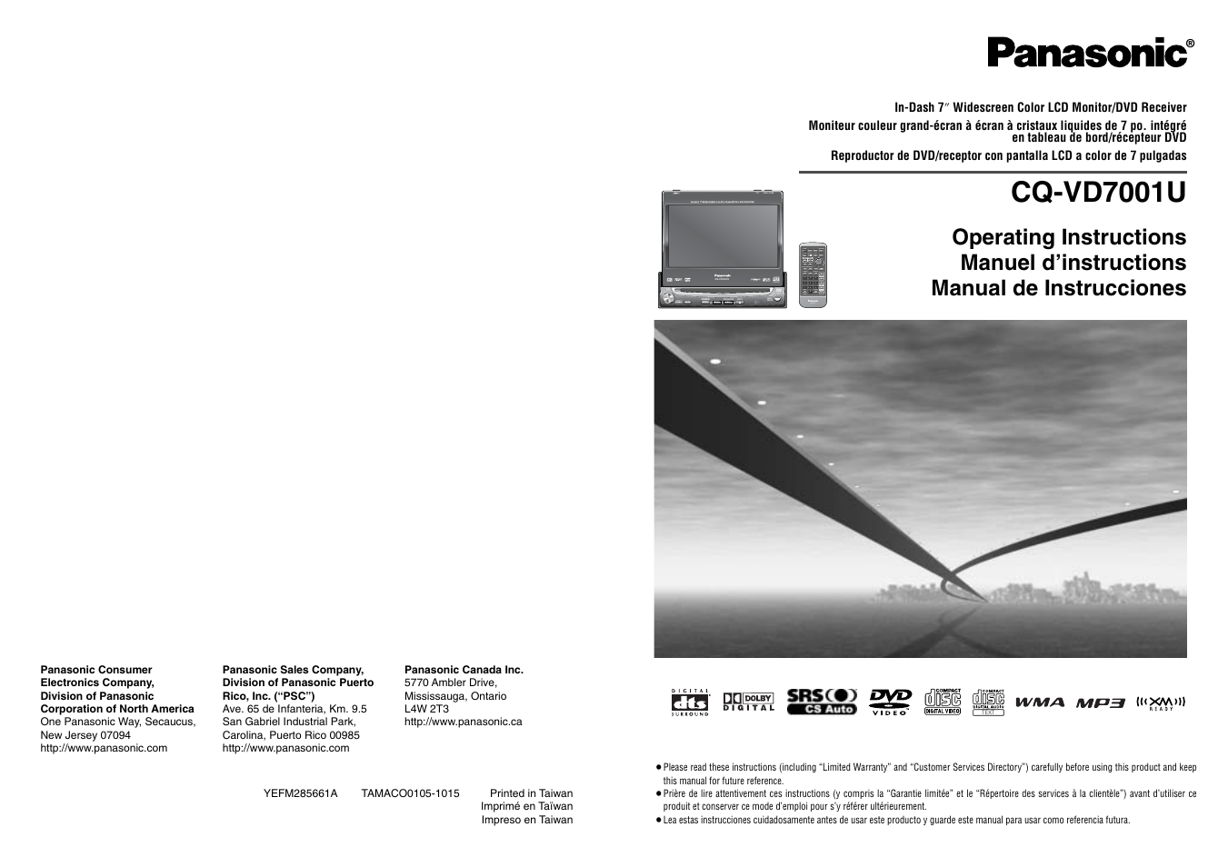 Panasonic CQ-VD7001U User Manual | 93 pages