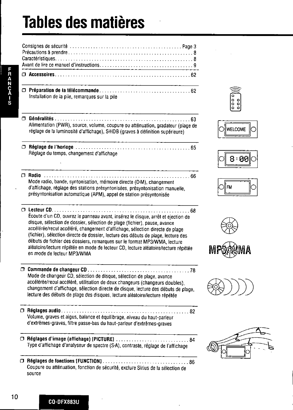 Panasonic CQ-DFX883U User Manual | Page 10 / 156