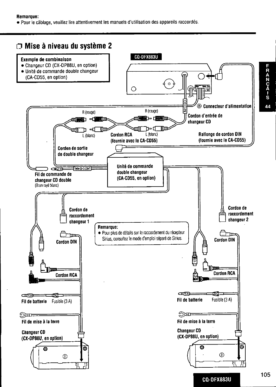 Remarque, Mise à niveau du système 2 | Panasonic CQ-DFX883U User Manual | Page 105 / 156