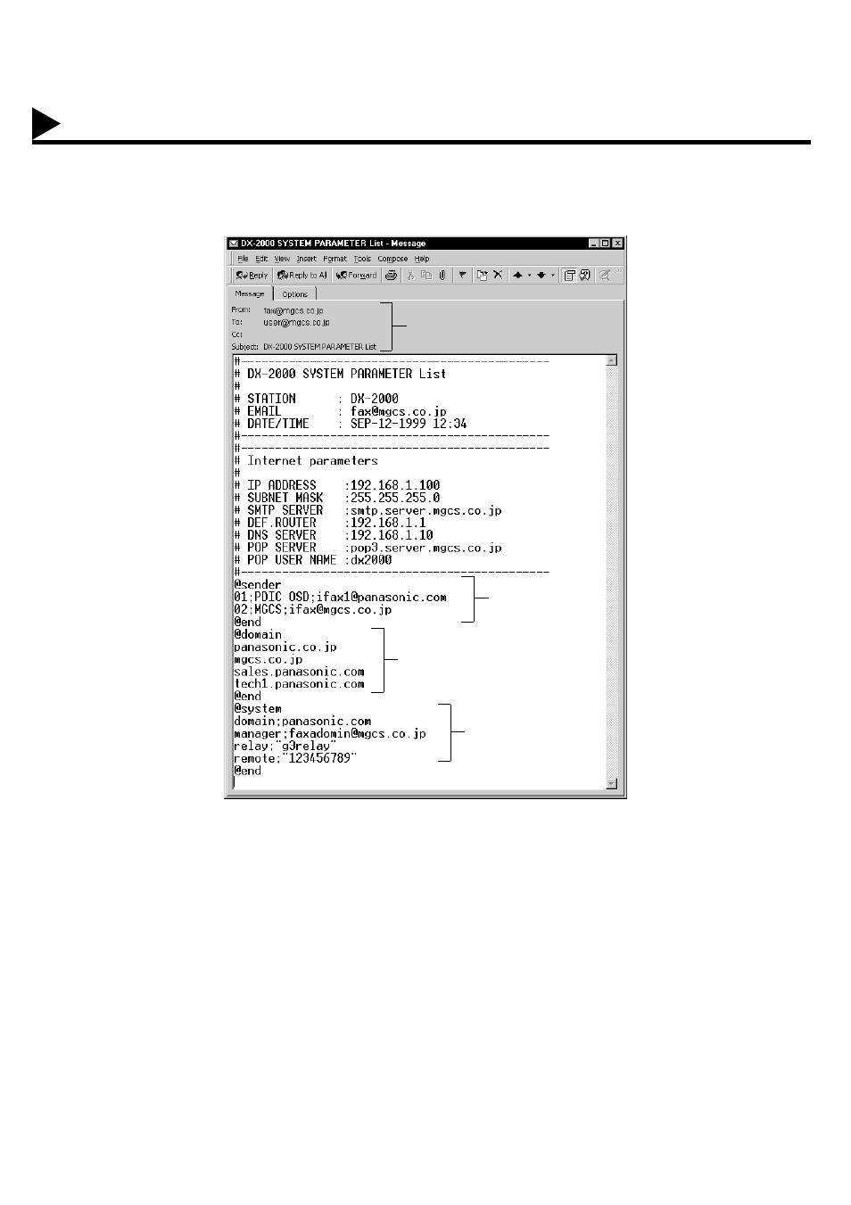 Programming or retrieving parameters via email | Panasonic PANAFAX DX-2000 User Manual | Page 52 / 218