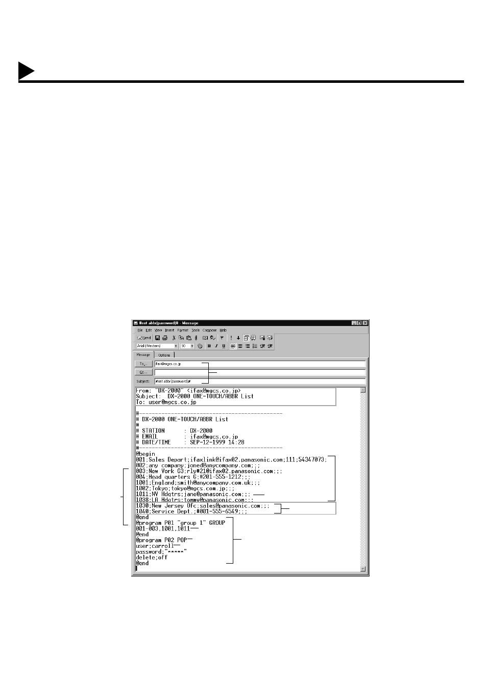 Programming or retrieving parameters via email | Panasonic PANAFAX DX-2000 User Manual | Page 62 / 218