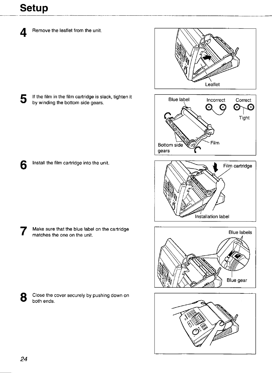 Setup | Panasonic Compact Plain Paper FAX KX-FP270 User Manual | Page 24 / 144