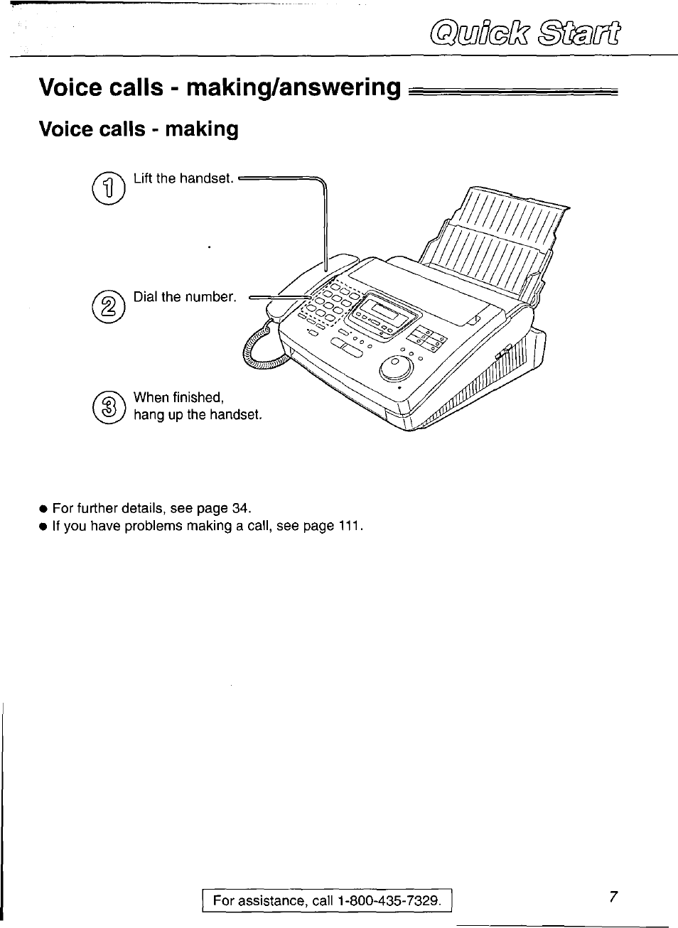Voice calls - making/answering, Voice calls - making | Panasonic Compact Plain Paper FAX KX-FP270 User Manual | Page 7 / 144