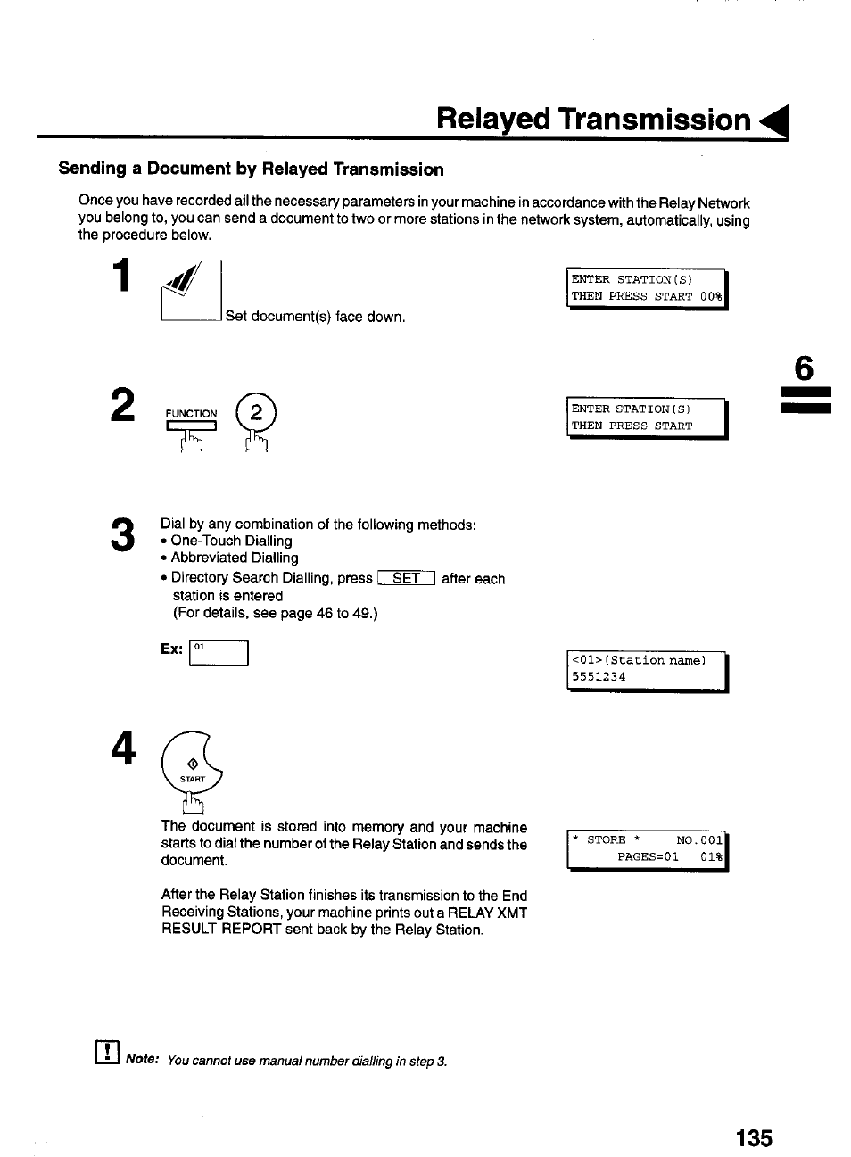 Sending a document by relayed transmission, Relayed transmission | Panasonic PANAFAX UF-550 User Manual | Page 137 / 180