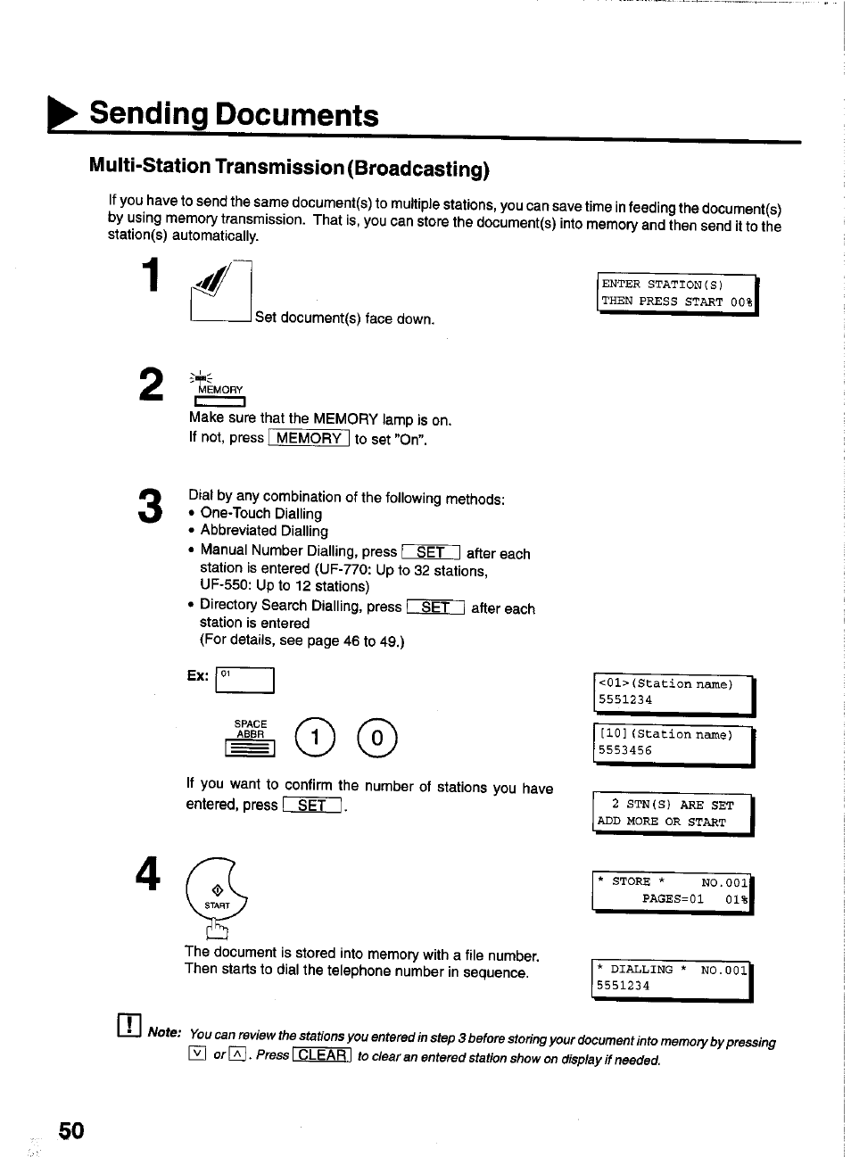 Sending documents | Panasonic PANAFAX UF-550 User Manual | Page 52 / 180