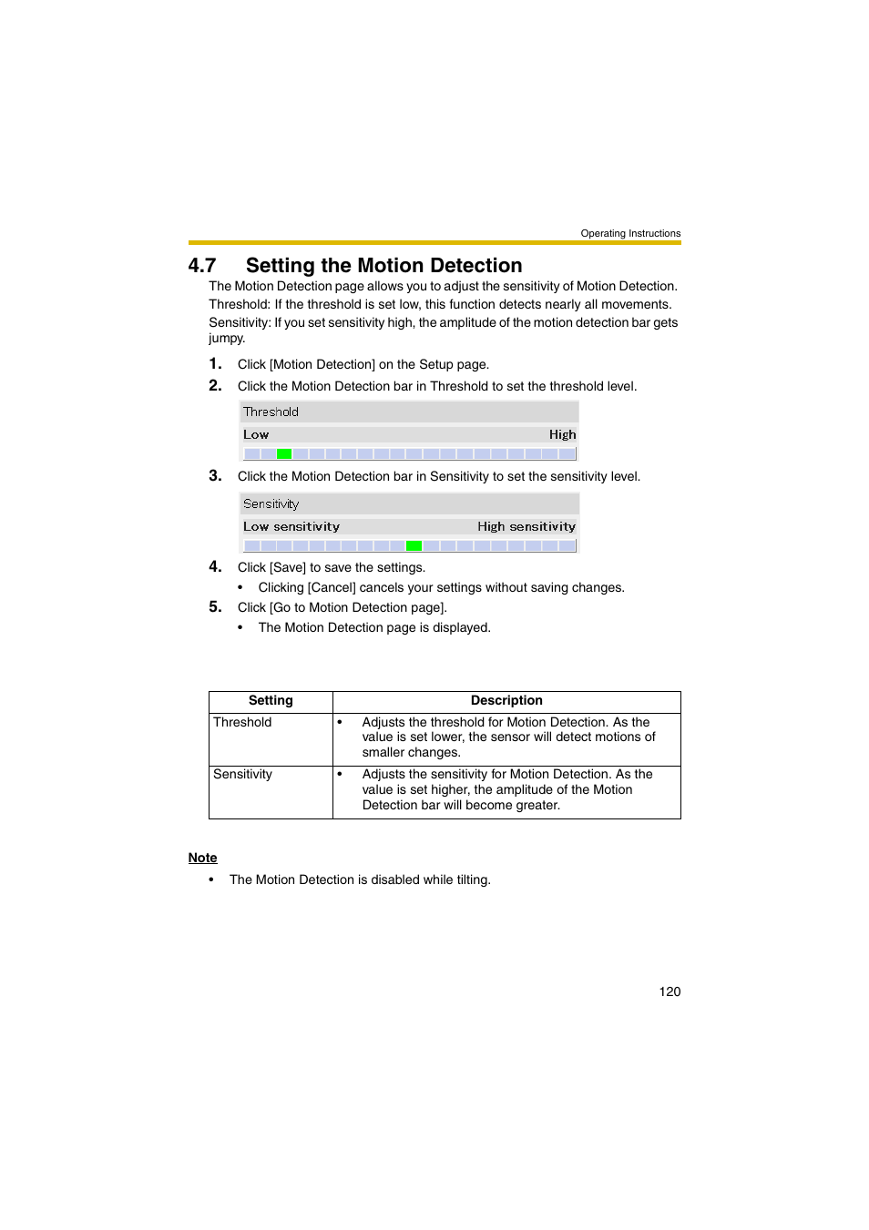 7 setting the motion detection, Ge 120) | Panasonic BB-HCM403A User Manual | Page 120 / 184