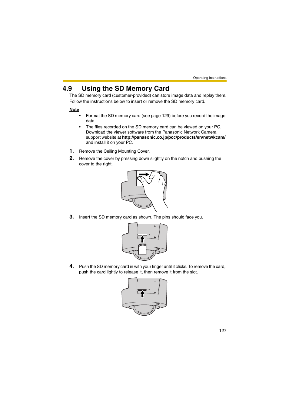 9 using the sd memory card | Panasonic BB-HCM403A User Manual | Page 127 / 184