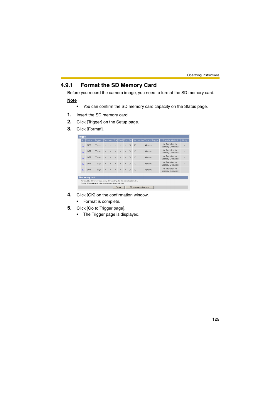 1 format the sd memory card | Panasonic BB-HCM403A User Manual | Page 129 / 184