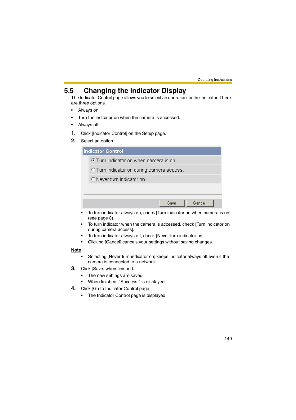 5 changing the indicator display | Panasonic BB-HCM403A User Manual | Page 140 / 184