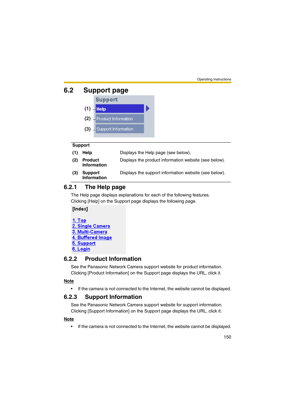 2 product information, 3 support information, E 150) | 2 support page, 1 the help page | Panasonic BB-HCM403A User Manual | Page 150 / 184