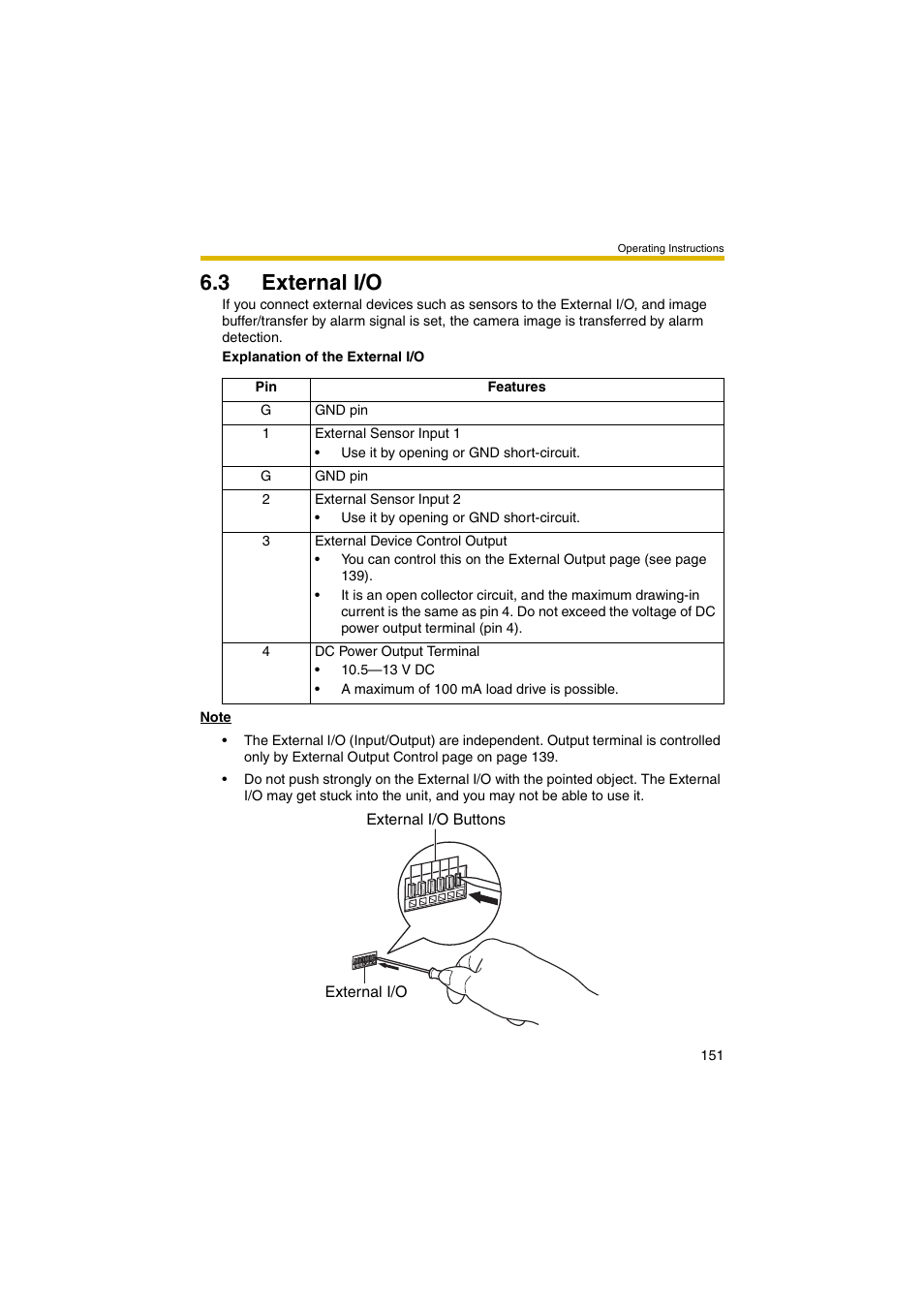 3 external i/o, E 151) | Panasonic BB-HCM403A User Manual | Page 151 / 184