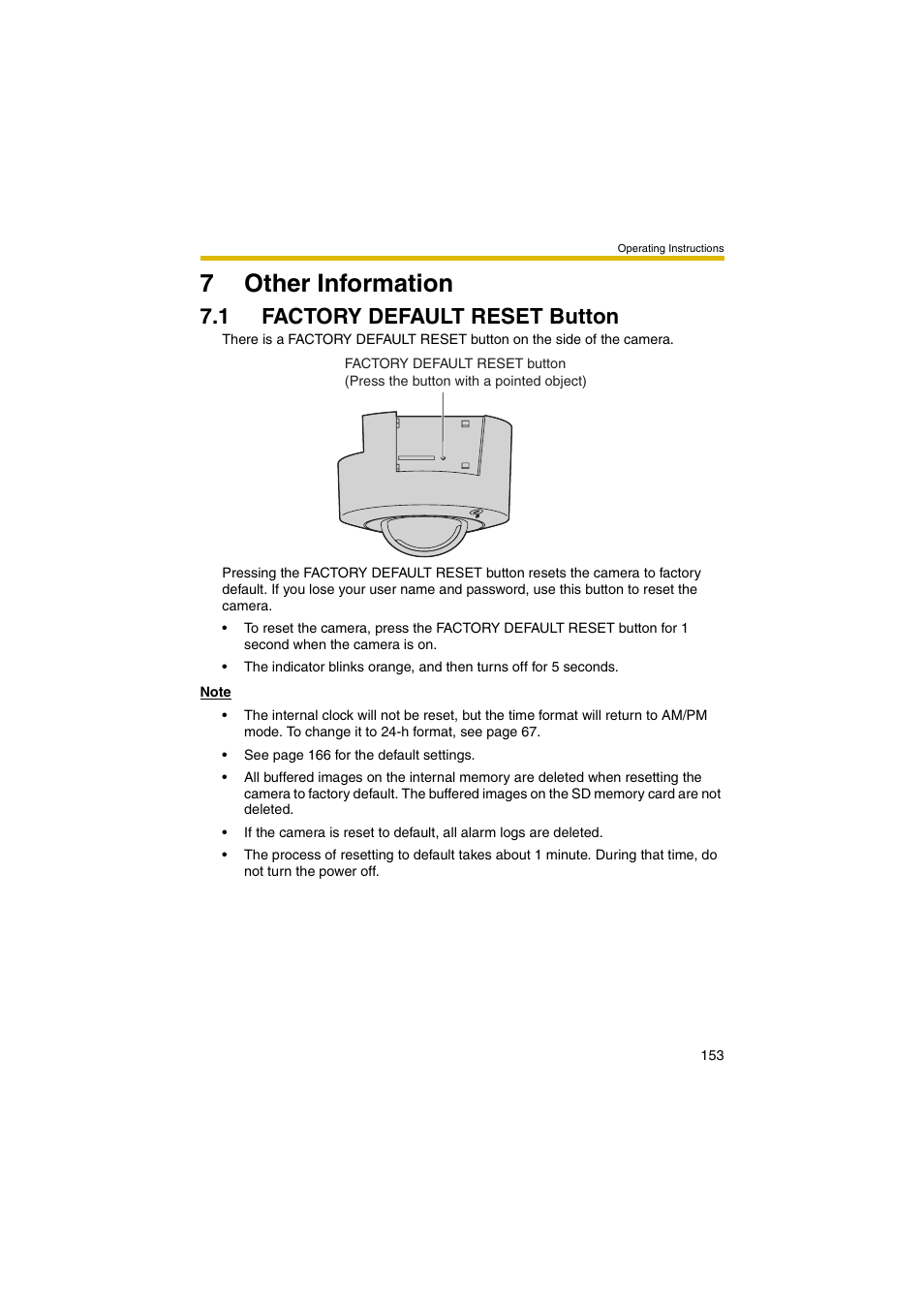 7 other information, 1 factory default reset button, 7other information | Panasonic BB-HCM403A User Manual | Page 153 / 184