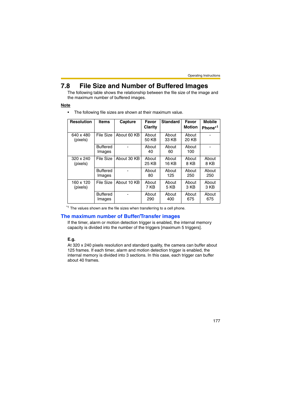 8 file size and number of buffered images, 177 f, Ge 177) du | Panasonic BB-HCM403A User Manual | Page 177 / 184