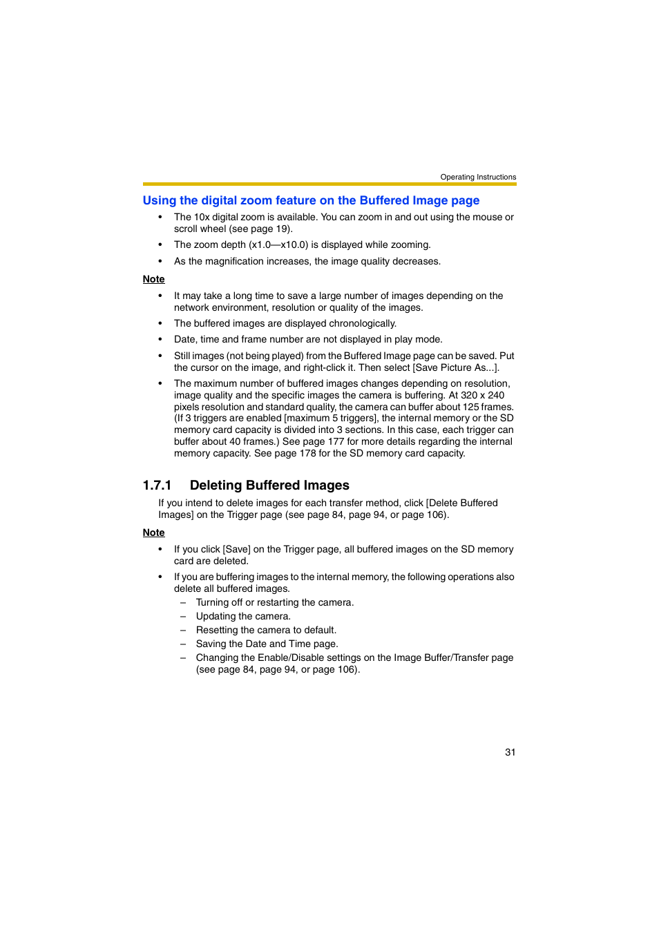 1 deleting buffered images | Panasonic BB-HCM403A User Manual | Page 31 / 184