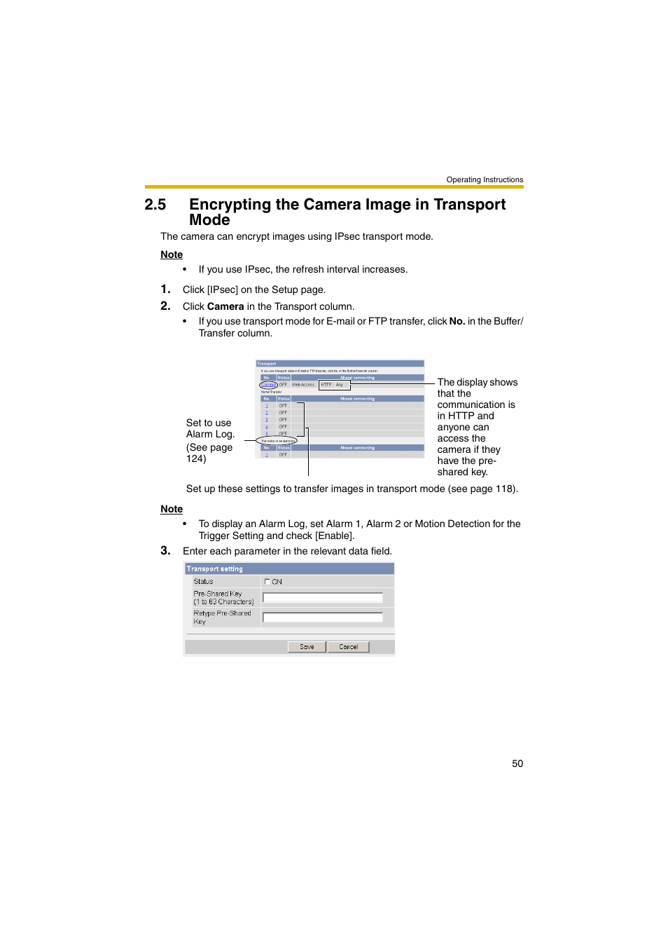 5 encrypting the camera image in transport mode | Panasonic BB-HCM403A User Manual | Page 50 / 184