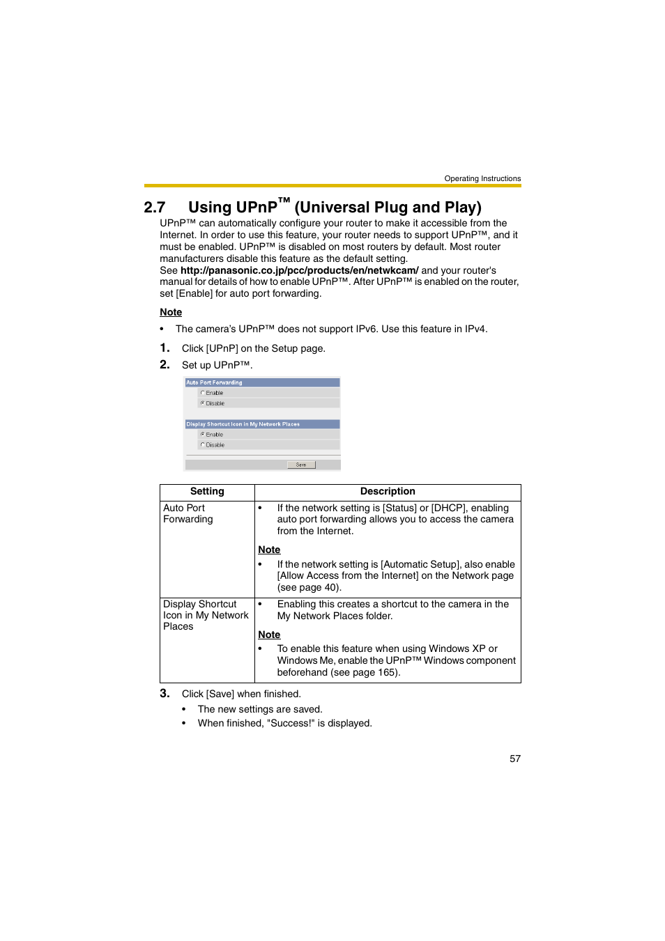 7 using upnptm (universal plug and play), E 57), 7 using upnp | Universal plug and play) | Panasonic BB-HCM403A User Manual | Page 57 / 184