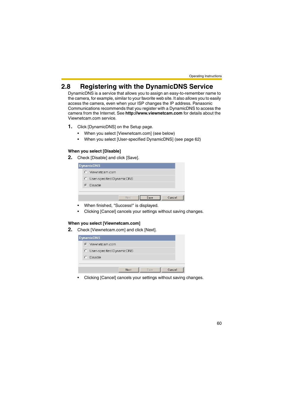8 registering with the dynamicdns service, E 60) | Panasonic BB-HCM403A User Manual | Page 60 / 184