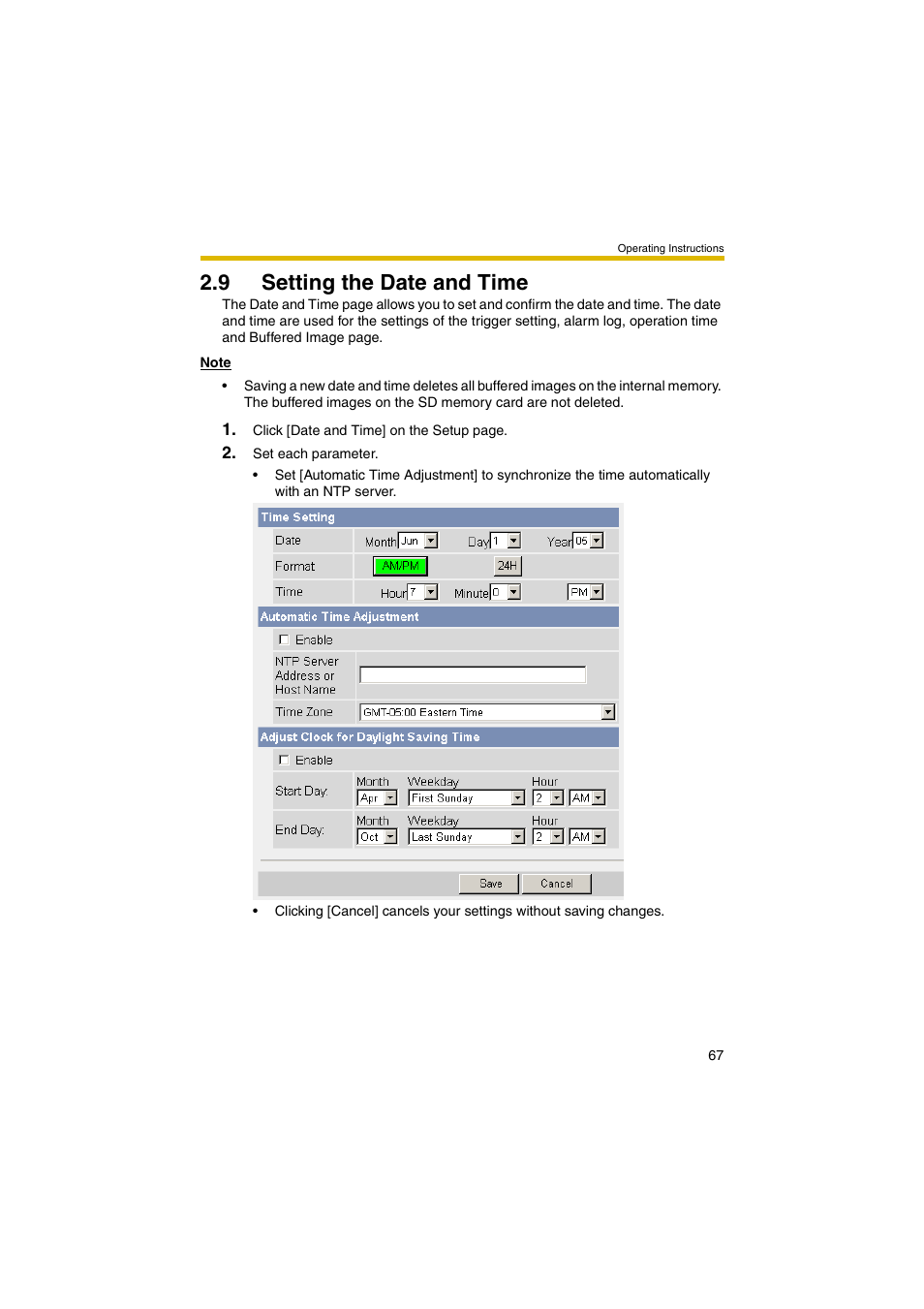 9 setting the date and time | Panasonic BB-HCM403A User Manual | Page 67 / 184