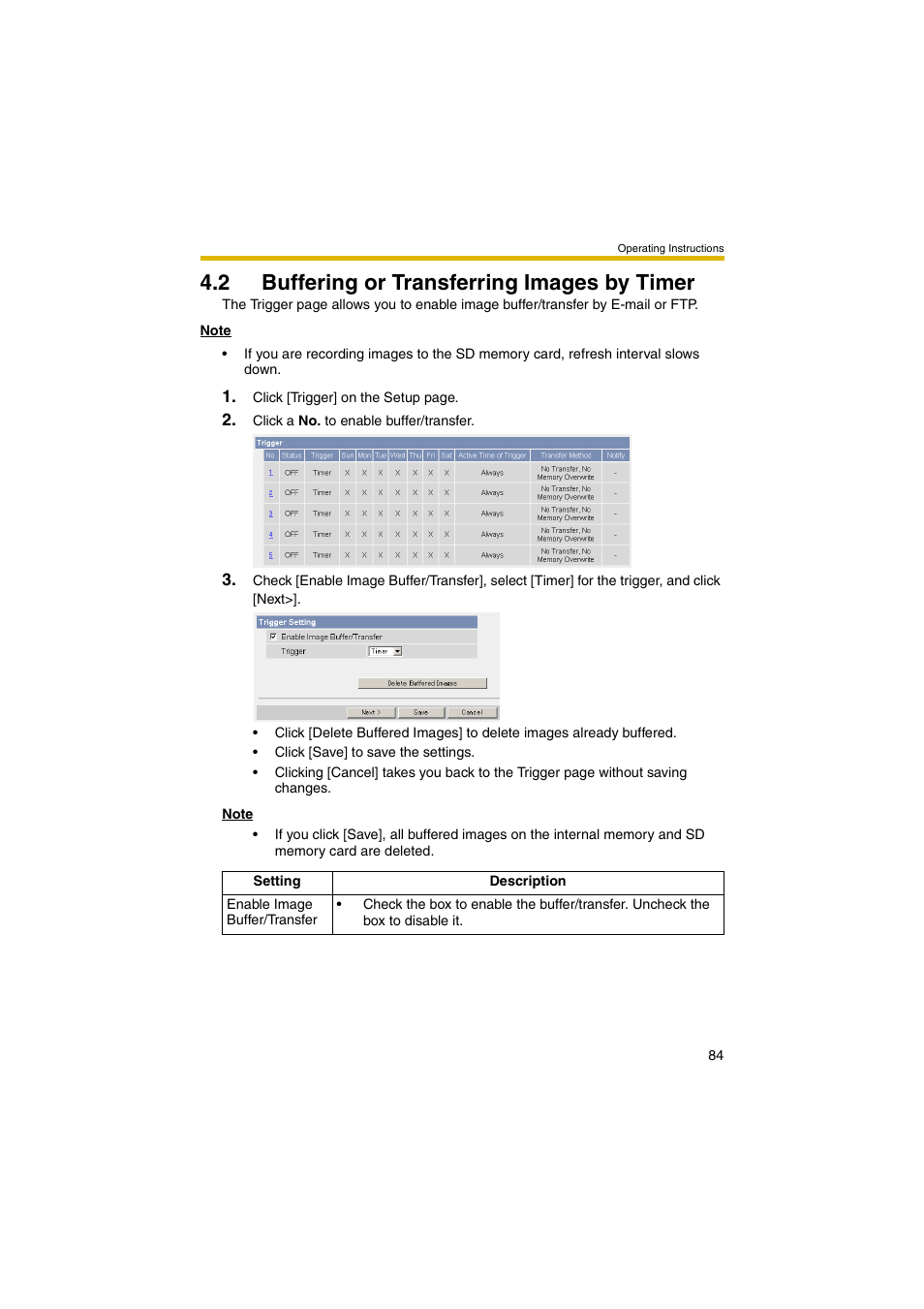 2 buffering or transferring images by timer, 84, p, E 84 | 84, pa | Panasonic BB-HCM403A User Manual | Page 84 / 184