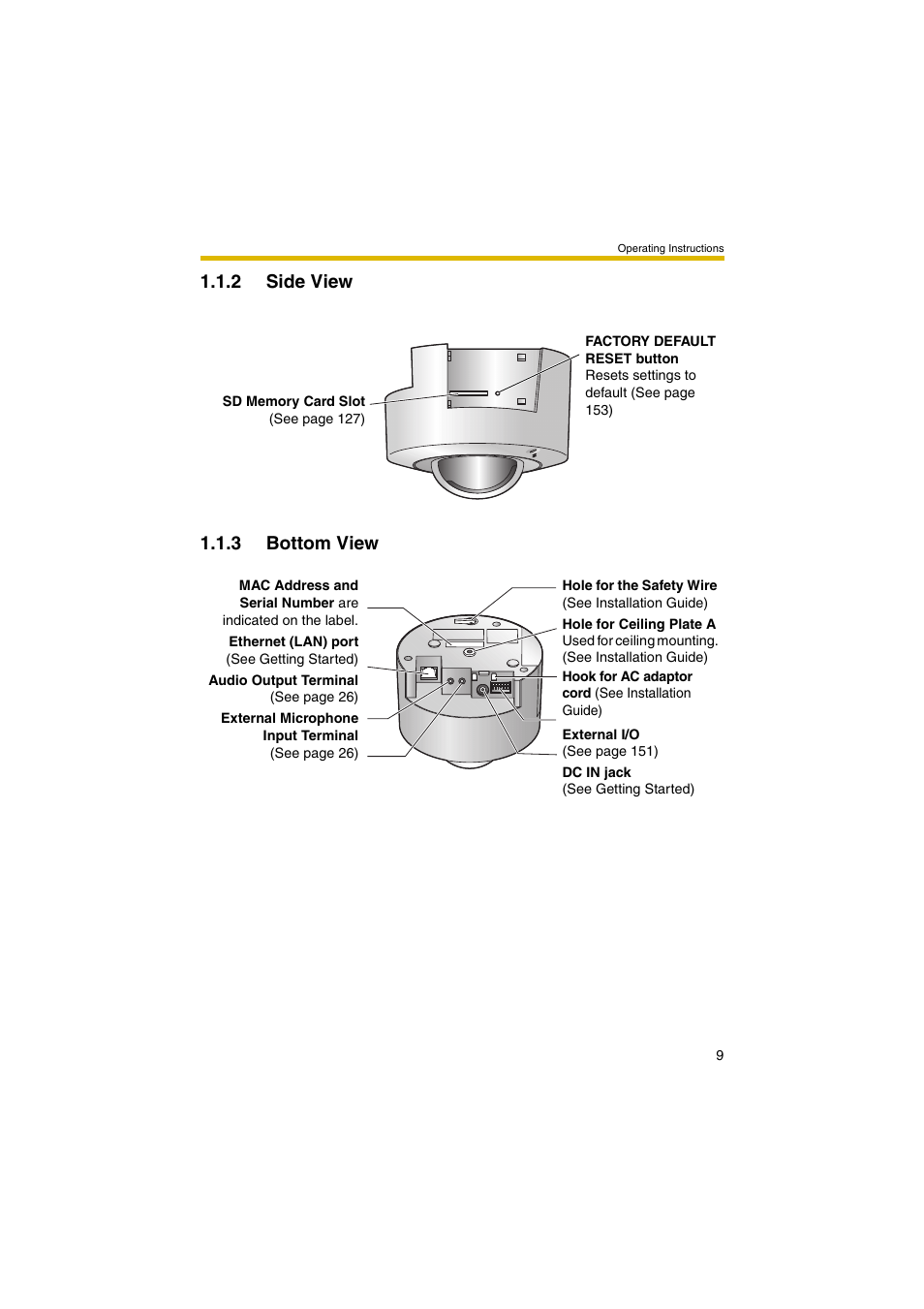2 side view, 3 bottom view, 2 side view 1.1.3 bottom view | Panasonic BB-HCM403A User Manual | Page 9 / 184